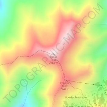 Topografische Karte James Peak, Höhe, Relief
