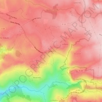 Topografische Karte Surgère, Höhe, Relief