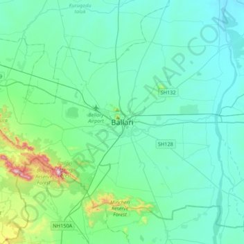 Topografische Karte Ballari, Höhe, Relief