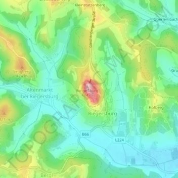 Topografische Karte Vogel-Kirsche, Höhe, Relief