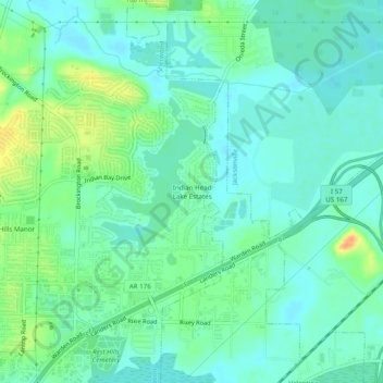Topografische Karte Indian Head Lake Estates, Höhe, Relief
