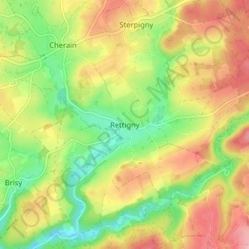 Topografische Karte Rettigny, Höhe, Relief