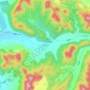 Topografische Karte 清泉铺村, Höhe, Relief