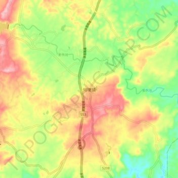 Topografische Karte 何埂镇, Höhe, Relief