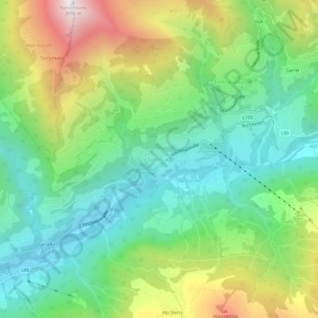 Topografische Karte Sonntag, Höhe, Relief