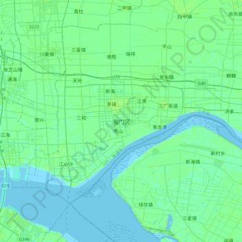 Topografische Karte 海门区, Höhe, Relief