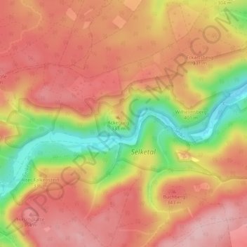 Topografische Karte Selkesicht, Höhe, Relief