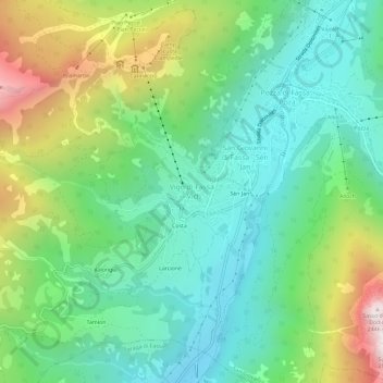 Topografische Karte Vigo di Fassa, Höhe, Relief