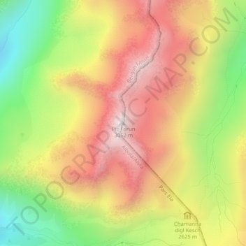 Topografische Karte Piz Forun, Höhe, Relief