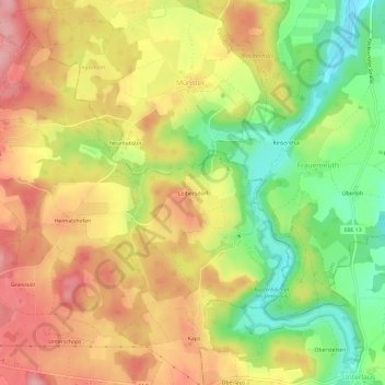 Topografische Karte Loibersdorf, Höhe, Relief
