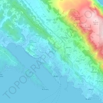 Topografische Karte Dudići, Höhe, Relief