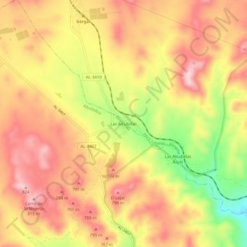 Topografische Karte Las Alcubillas Altas, Höhe, Relief