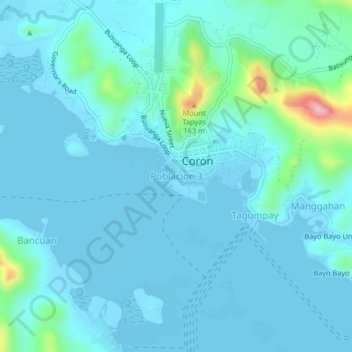 Topografische Karte Poblacion 3, Höhe, Relief