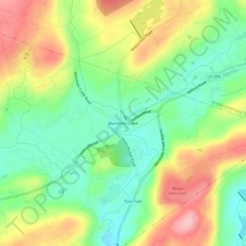 Topografische Karte Marshalls Creek, Höhe, Relief