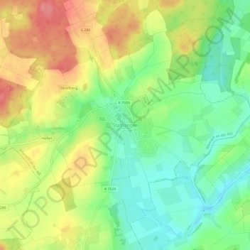 Topografische Karte Stafflangen, Höhe, Relief