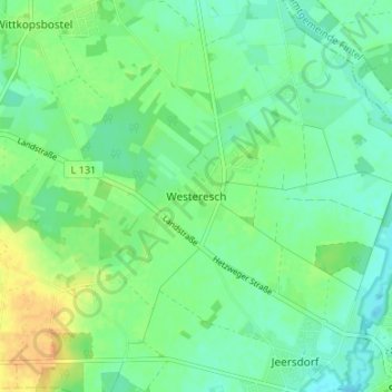 Topografische Karte Westeresch, Höhe, Relief