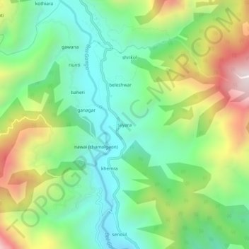 Topografische Karte silyara, Höhe, Relief