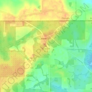 Topografische Karte Britton Hill, Höhe, Relief