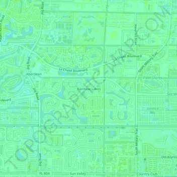 Topografische Karte Rainbow Lakes, Höhe, Relief