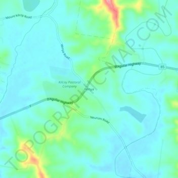 Topografische Karte Winya, Höhe, Relief