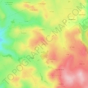 Topografische Karte Le Born, Höhe, Relief