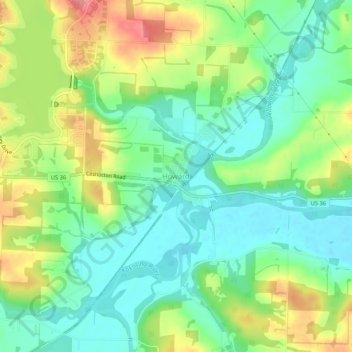 Topografische Karte Howard, Höhe, Relief