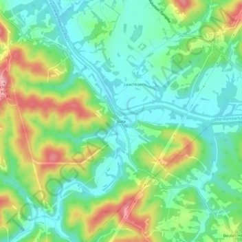 Topografische Karte Slate, Höhe, Relief