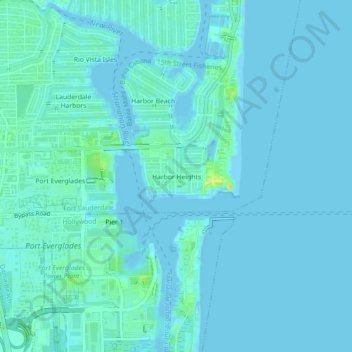 Topografische Karte Harbor Heights, Höhe, Relief