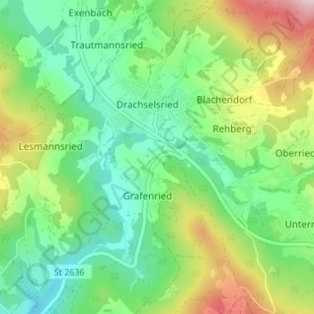 Topografische Karte Barthlbühl, Höhe, Relief