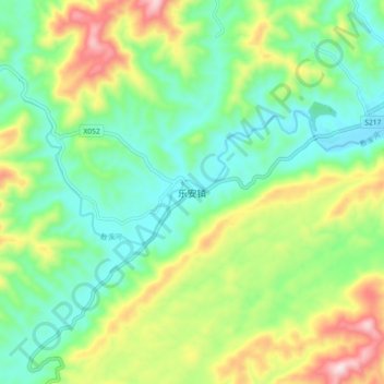 Topografische Karte 乐安镇, Höhe, Relief