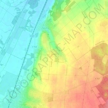 Topografische Karte Erisdorf, Höhe, Relief