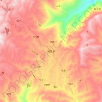 Topografische Karte 树堡乡, Höhe, Relief