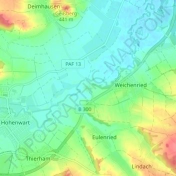 Topografische Karte Englmannszell, Höhe, Relief