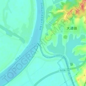 Topografische Karte 大通古镇, Höhe, Relief