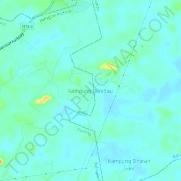 Topografische Karte Kampung Beradau, Höhe, Relief