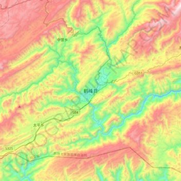 Topografische Karte 鹤峰县, Höhe, Relief
