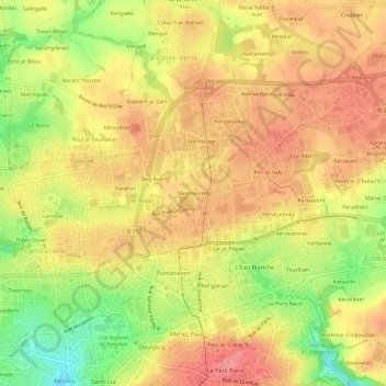 Topografische Karte Mesmerrien, Höhe, Relief