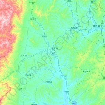 Topografische Karte 沁县, Höhe, Relief