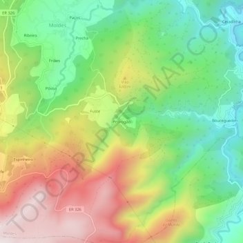 Topografische Karte Pedrogão, Höhe, Relief