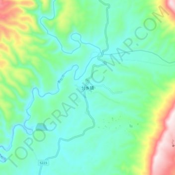Topografische Karte 分乡镇, Höhe, Relief