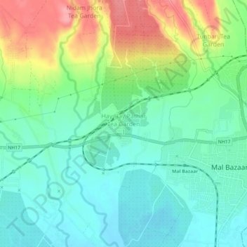 Topografische Karte Hay Hay Pathar Tea Garden I, Höhe, Relief