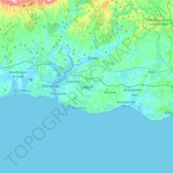 Topografische Karte Lagoa, Höhe, Relief