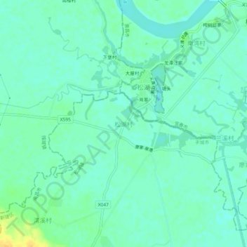 Topografische Karte 松湖村, Höhe, Relief