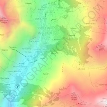 Topografische Karte Croux, Höhe, Relief