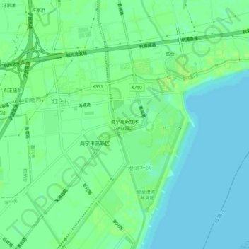 Topografische Karte 海宁高新技术产业园区, Höhe, Relief