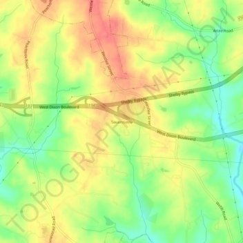 Topografische Karte Swainsville, Höhe, Relief