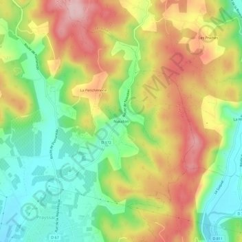 Topografische Karte Niaudon, Höhe, Relief