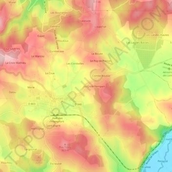 Topografische Karte Lasserre, Höhe, Relief