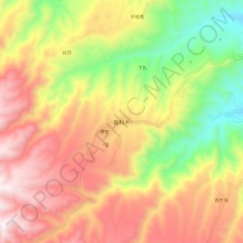 Topografische Karte 能科乡, Höhe, Relief