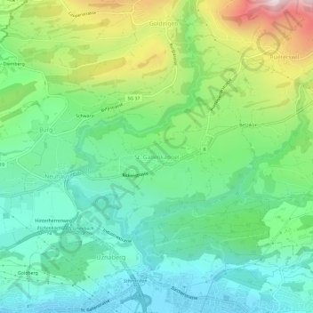 Topografische Karte St. Gallenkappel, Höhe, Relief